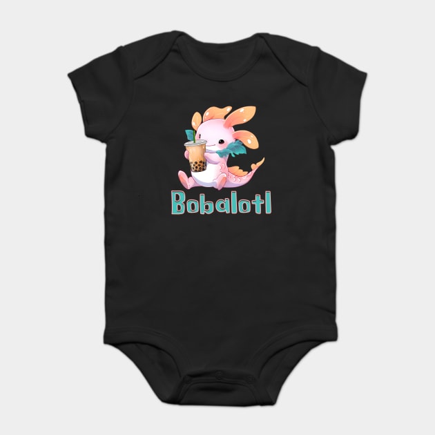 Bobalotl Funny Axolotl Bubble Tea Baby Bodysuit by Luxinda
